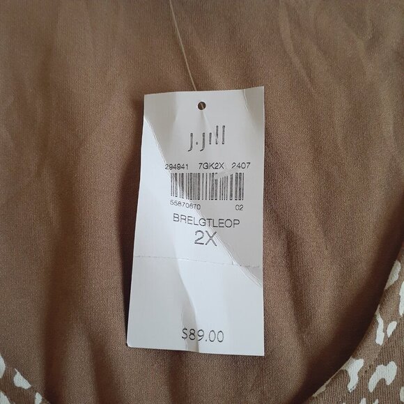 J. Jill Wearever Women's 2X Tan Leopard Print V Neck Dress - Picture 6 of 10